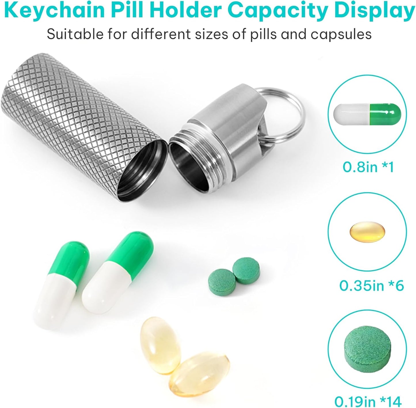 100% Waterproof Titanium Pill Box Keychain - TSA Approved, Strong and Heat Resistant, Travel Friendly | Fashion Necklace Design, Ultra Light and Compact with Extra Sealing Ring