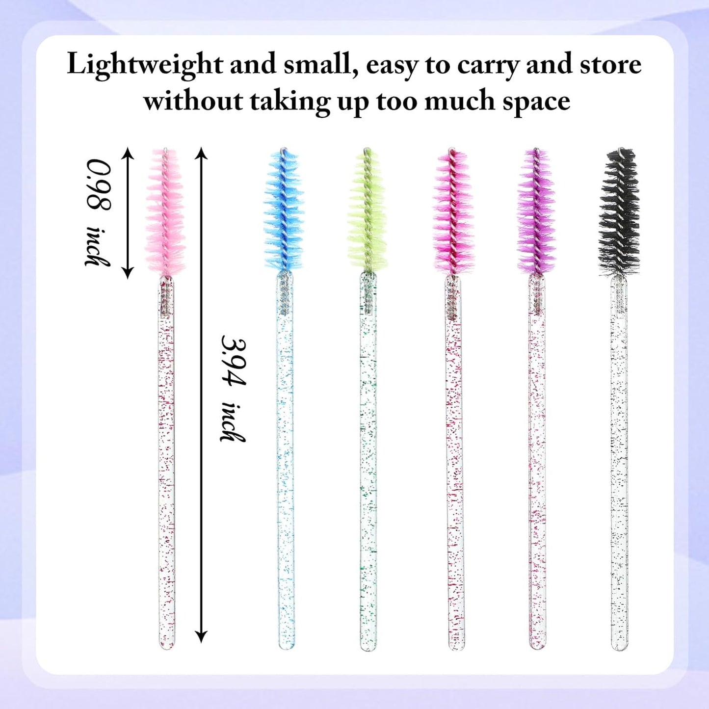 Skylety 1000 Pcs Disposable Mascara Wands Bulk Mascara Eyelash Brush Spoolies Makeup Applicator Eyelash Wands for Eye Lash Extension, Eyebrow Comb, 3.9 x 0.2 x 0.3 Inch (Colorful,Glitter)