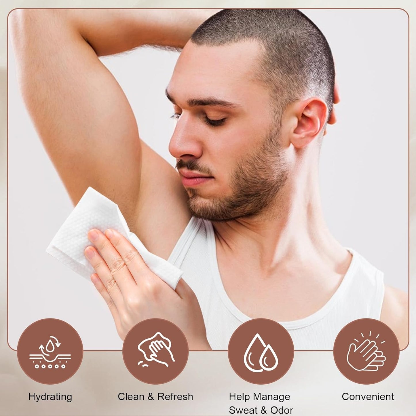 200 Pcs Underarm Deodorant Wipes, Individually Wrapped Antiperspirant, Sweat Body Wipes for Women Men Adults Sports Travel Essentials (Brown, 1 Count (Pack of 1))