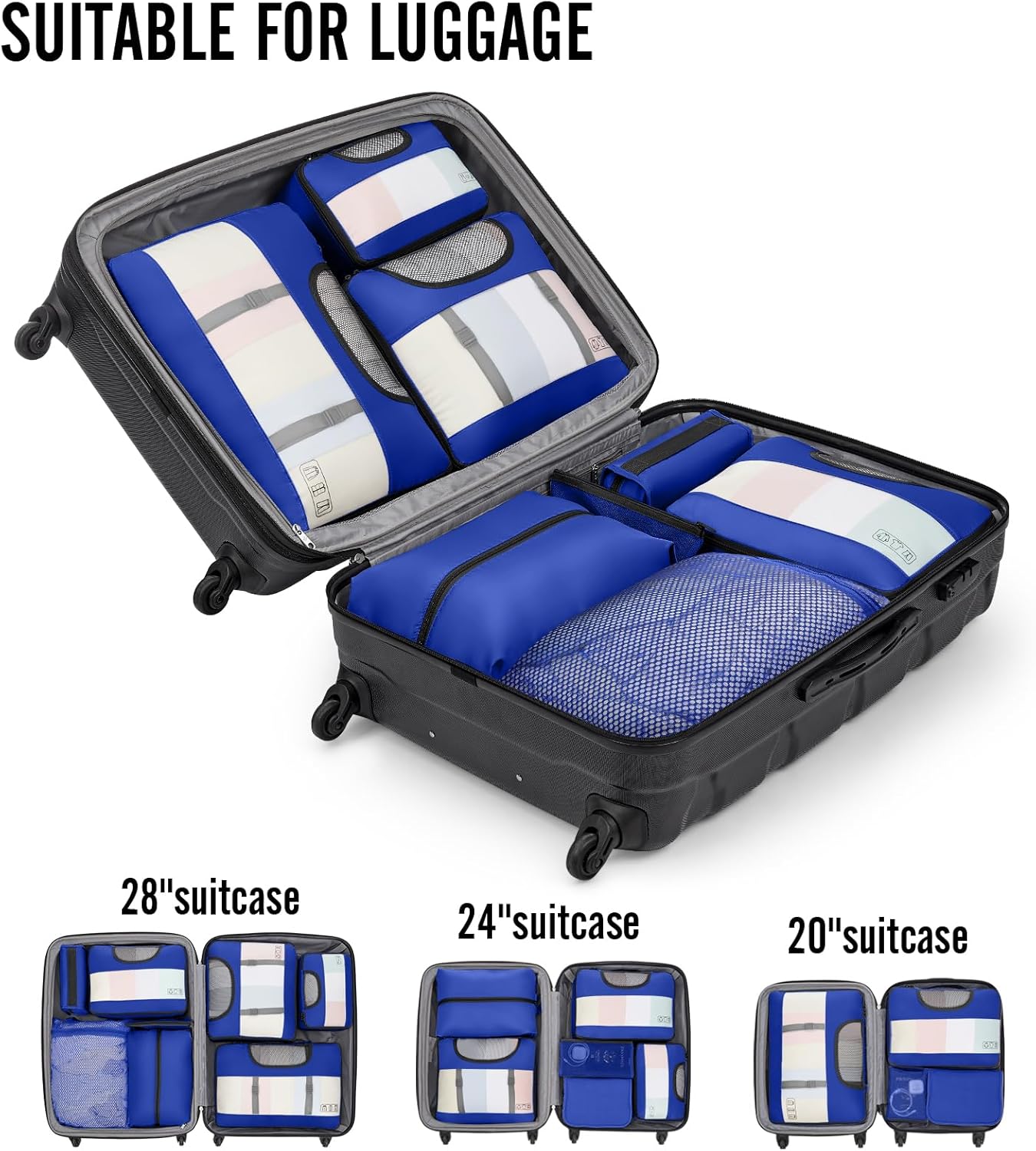 Veken 10 Set Packing Cubes for Travel Essential, Suitcase Organizer Bags in 4 Sizes, Carry-On Luggage Accessories with Large Laundry & Hanging Toiletry Bag, Must-Have for Airplane, Road Trip & Camping