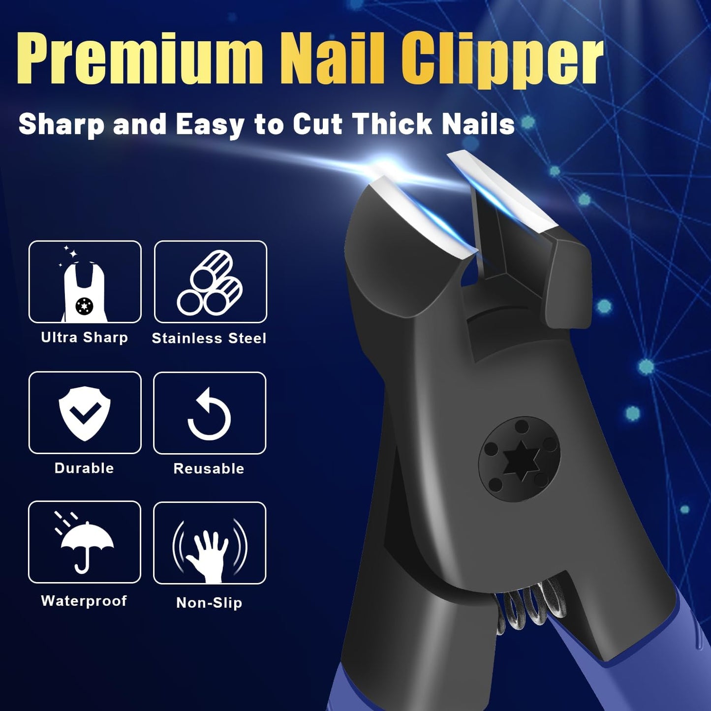 Professional Ultra Sharp Nail Clippers for Thick Finger & Toenails - Long Handle, Suitable for Men, Women & Seniors