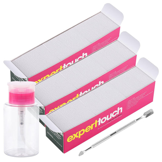 960 pcs Lint Free Nail Wipes Cotton Pads Remover to Soak Off Acrylic Gel Nail Polish with Pumb Bottle Dispenser and 1 Cuticle Pusher Tbestmax