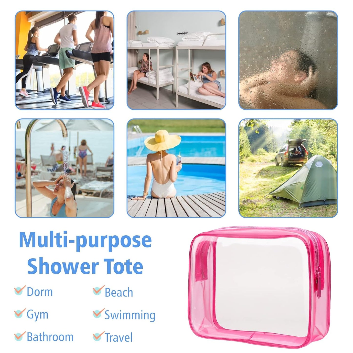 PACKISM Clear Makeup Bags - 3 Pack TSA Approved Clear Travel Bags for Toiletries, Carry on Toiletry Bag TSA Approved Toiletry Bag, Matte Rose Red