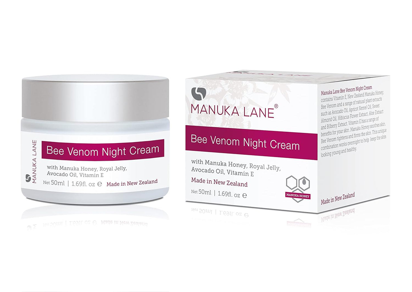 Manuka Lane Bee Venom Night Cream for Face and Neck with Sweet Almond Oil, Kernel Oil, Plant Extracts & Vitamin E | Plant Based Formula | Carefully formulated to keep your skin young and healthy!