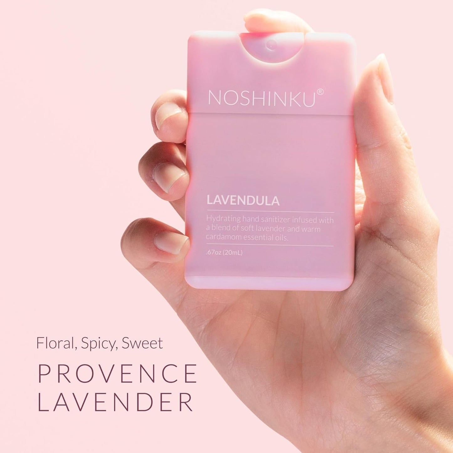 Noshinku - Refillable Hand Sanitizer Lavendula 3-Pack, Travel Size Spray with Hydrating Botanical Oils, Natural Ingredients, All Natural Fragrances, Sugarcane Derived Alcohol, No Parabens, No Dyes