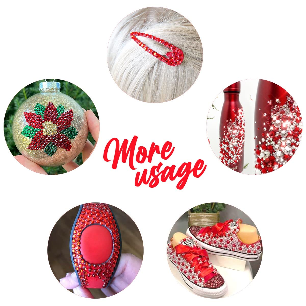 4080Pcs Red Nail Rhinestones Multi Shapes Ruby Rhinestones for Nails 1.5-4mm Crystal Gems Siam Red Round Flatback Beads Glass Stones Diamonds jewels Charms for Nails Face Eyes Makeup DIY Crafts