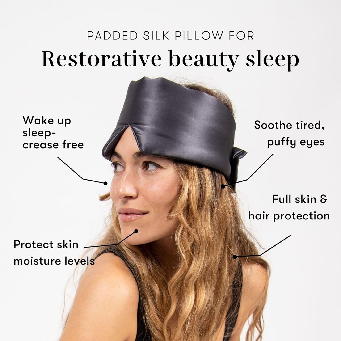 DROWSY Silk Sleep Mask. Face-Hugging, Padded Silk Cocoon for Luxury Sleep in Total Darkness. (Moonlight Shadow)