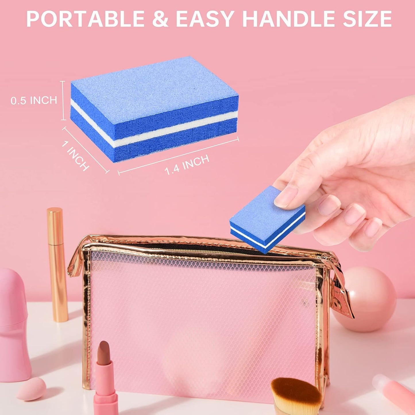 Mini Nail Buffer Blocks, 100/180 Grit Sponge Buffing Sanding Block File Manicure Tools Bulk 50Pcs (Blue)