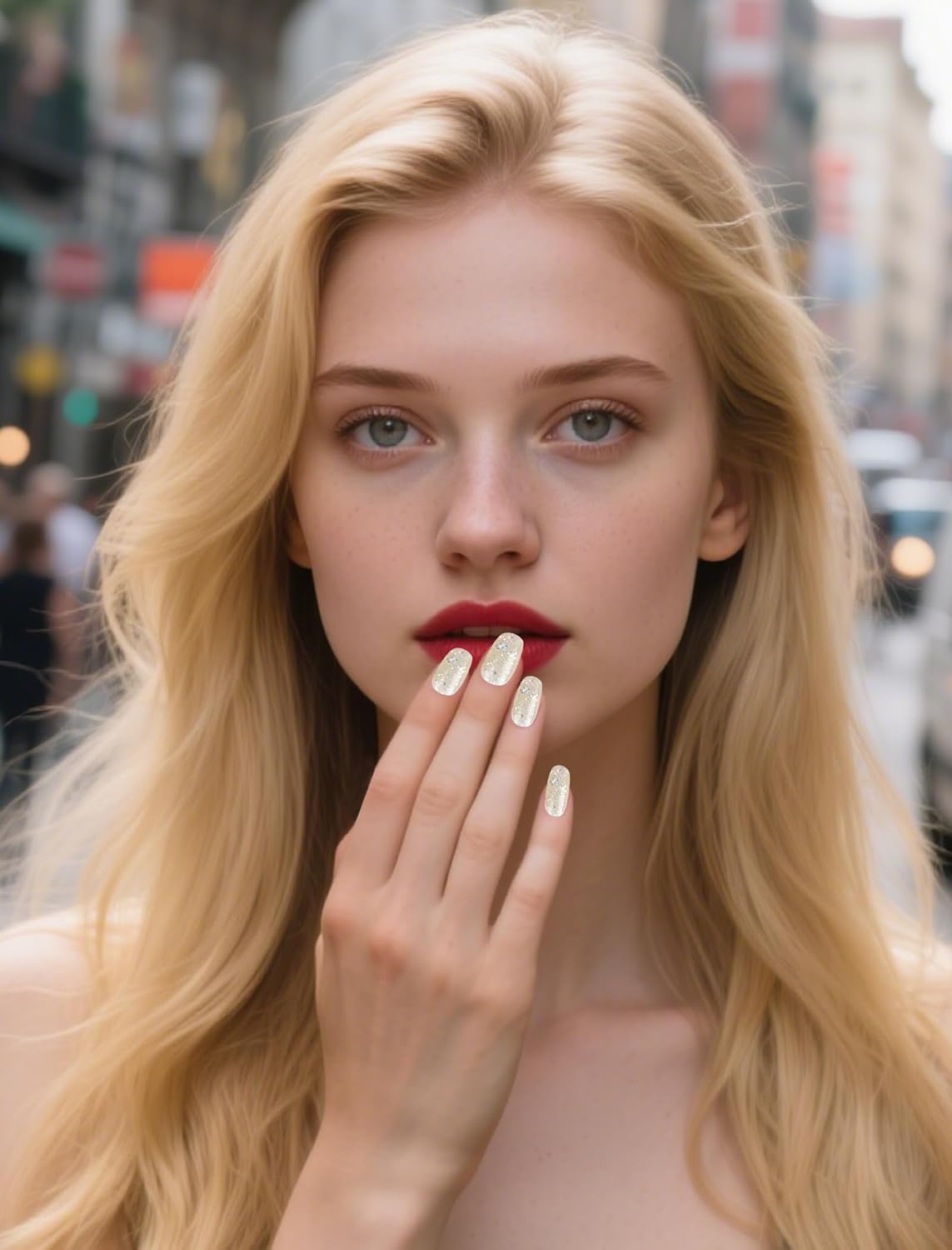 UV-Free Self-Adhesive Nail Art Design Stickers with Nail Files, 48 Pcs Stick on Semi Cured Gel Nail Polish Strips Wraps for Women (Gold)(Gold)