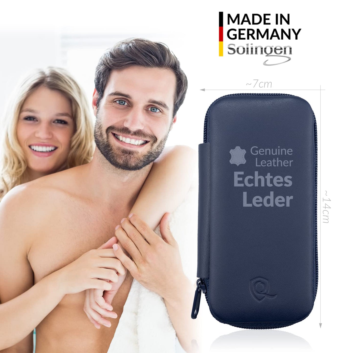 marQus Manicure Set Solingen Made in Germany - 7 Piece Exclusive Finger & Toe Nail Clippers Set in Real Leather case, Made in Solingen Germany