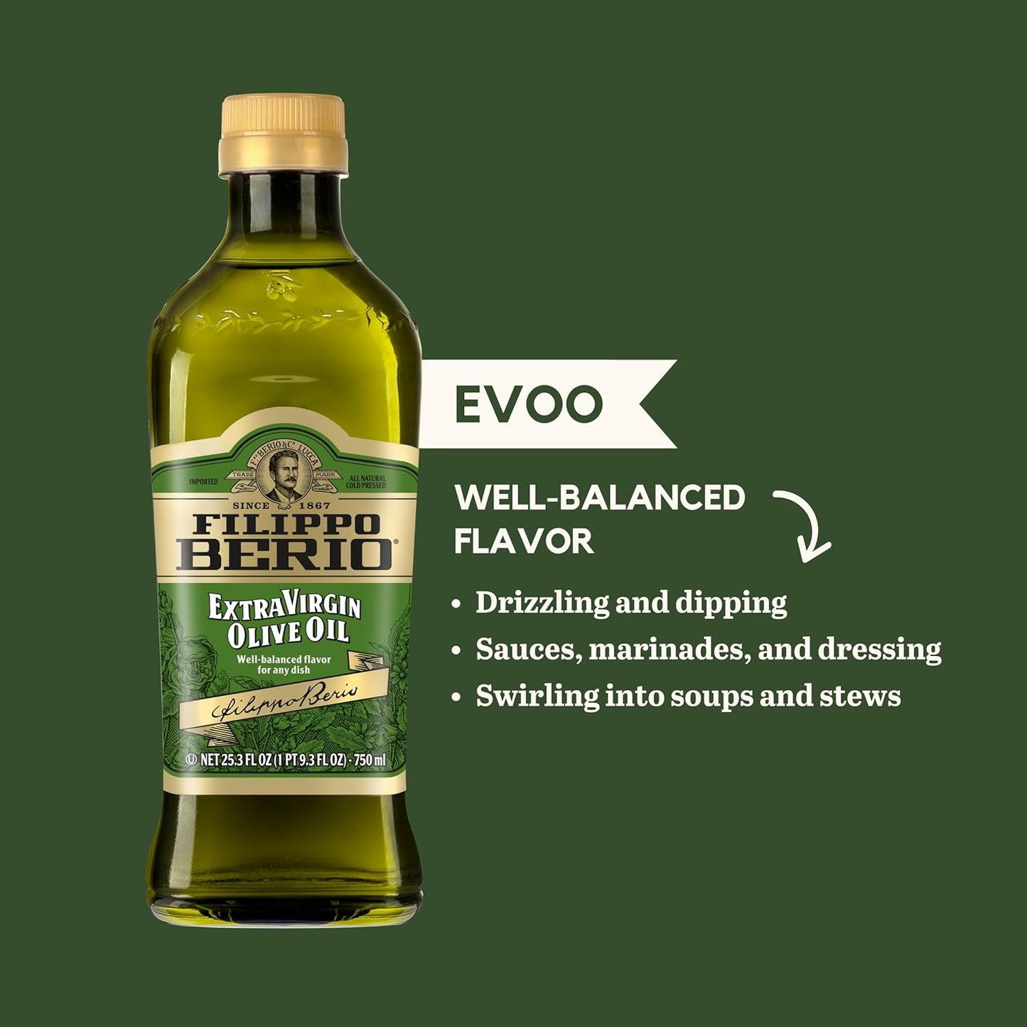 Filippo Berio Cold Pressed Extra Virgin Olive Oil, 25.3 Ounce rPET Bottle
