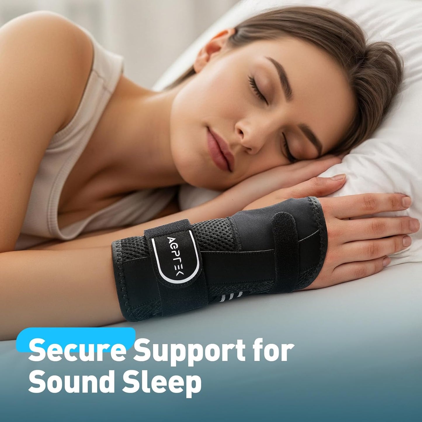 AGPTEK Carpal Tunnel Wrist Brace for Men Women, Night Sleeping Wrist Support with 2 Splints, Pain Relief Hand Brace for Arthritis Sprains Tendonitis, Adjustable Wrist Splint for Left Hand (L/XL, Black & White )