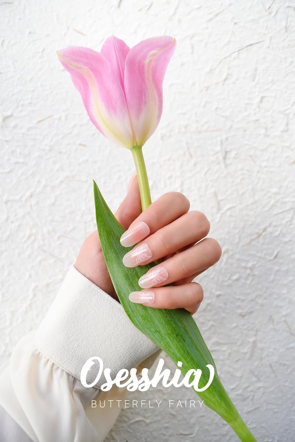 Semi Cured Gel Nail Strips, 20 pcs Nail Wraps, Glaze Stickers, Salon Quality French Manicure, Full Decal Gel Polish Strips, Long Lasting SCG, Easy on, UV Required (Butterfly Fairy)