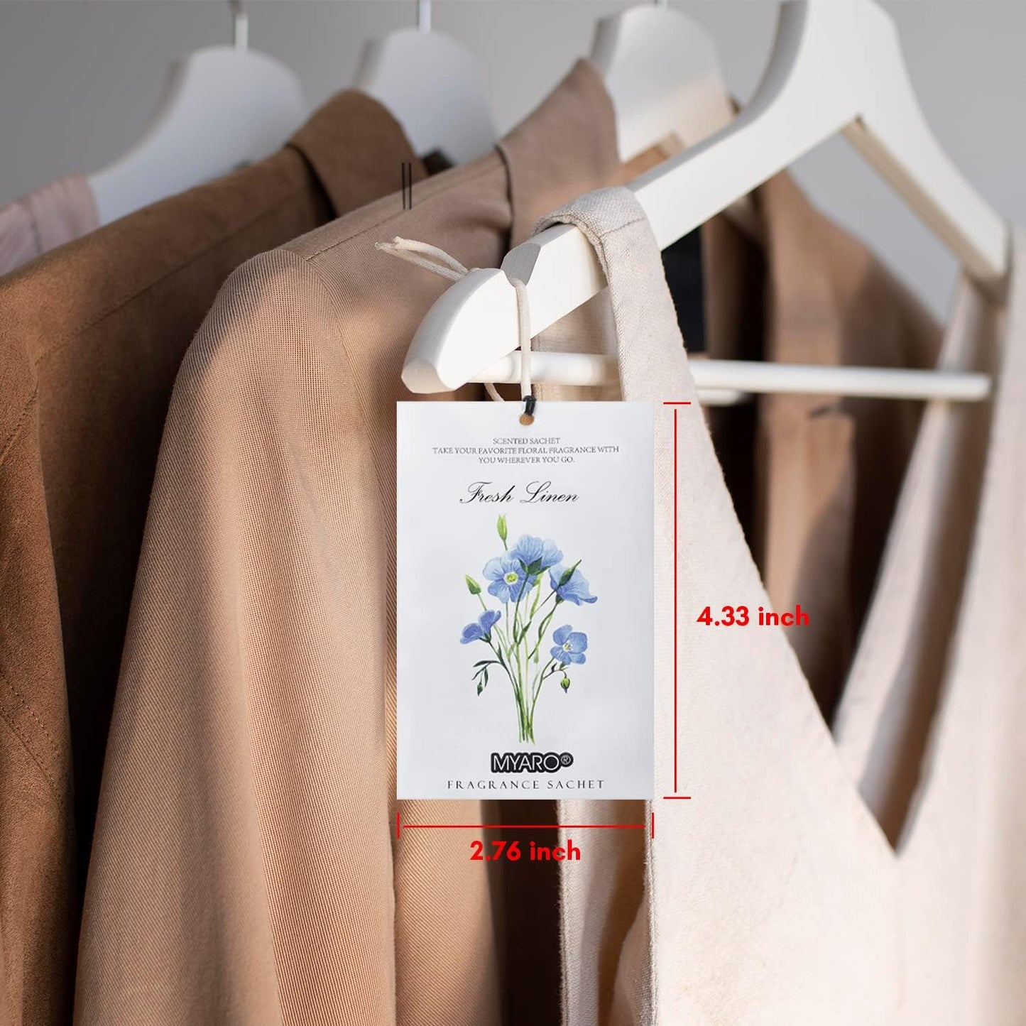 MYARO 12 Pcs Scented Sachets for Drawer and Closet, Long-Lasting Closet Deodorizer Freshener, Potpourri Bags Fresh Scents Sachet Packets Smell Goods for House - Fresh Linen, Peppermint and Lemongrass