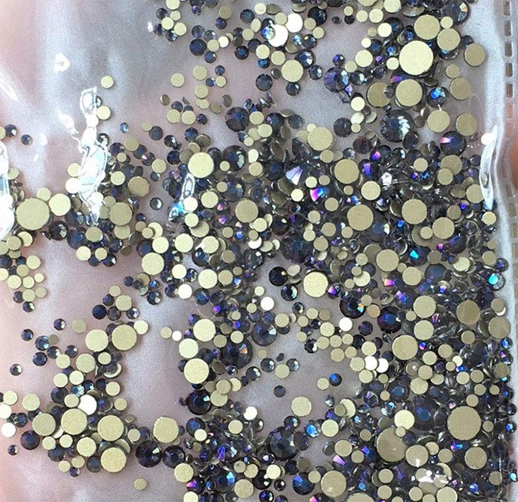 Rhinestones flat back gems round DIY decorative Nail Face and apparel accessories ss3-20 mix size(1440pcs violet)
