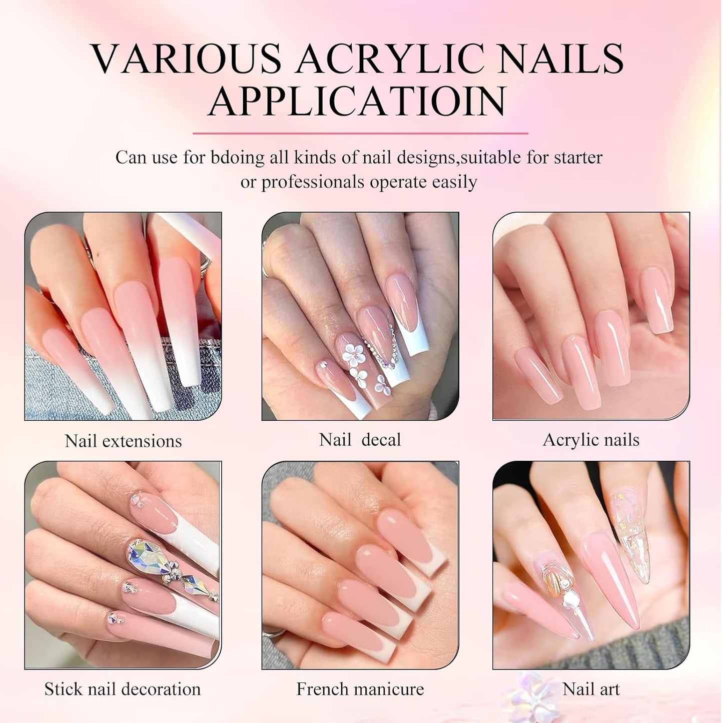 Clear Acrylic Nail Powder Professional 120g Acrylic Nail Powder Polymer for 3D French Nail Manicure Extension Nail Carving Large Capacity