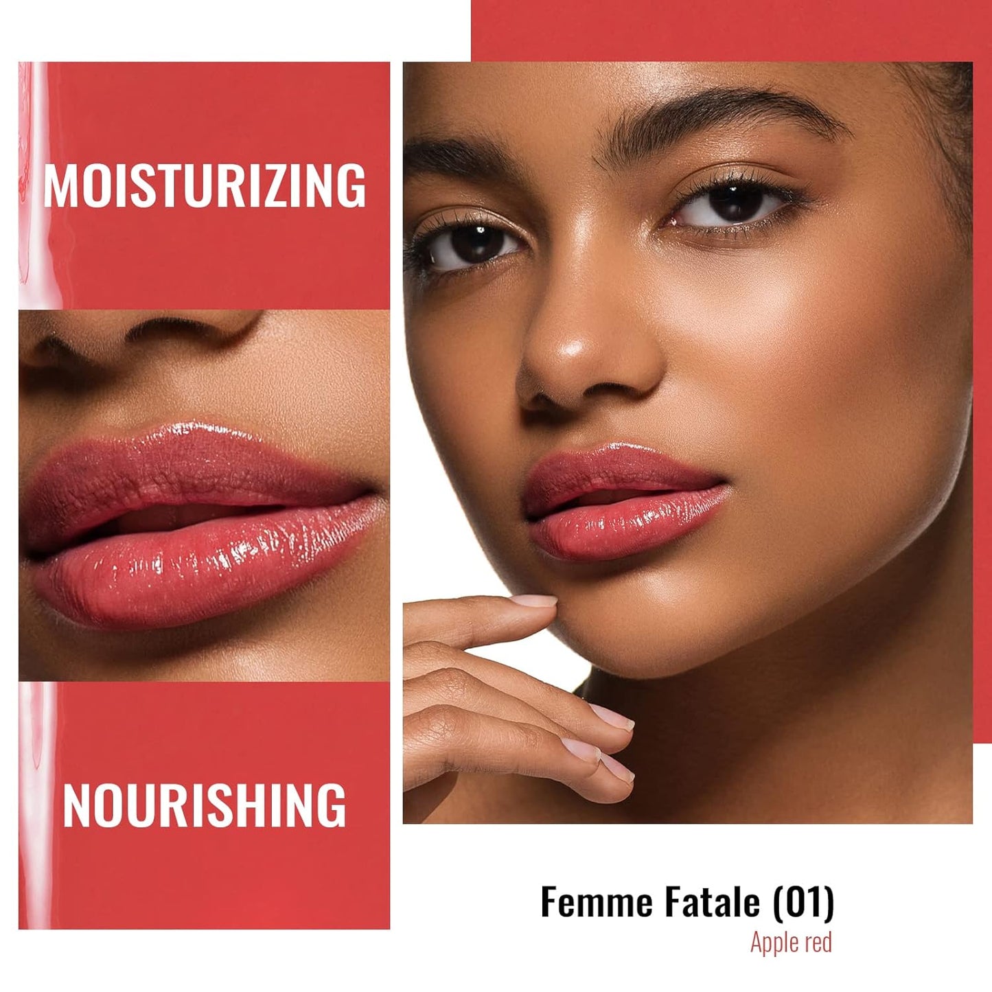 Oulac Moisturizing Shine Lipstick For Women Christmas Set 3PCS, 2 in 1 Tinted Lip Balm for Winter, Hydrated Juicy and Glossy Lip Color for Dry, Cracked and Chapped Lips, Vegan 01+04+08