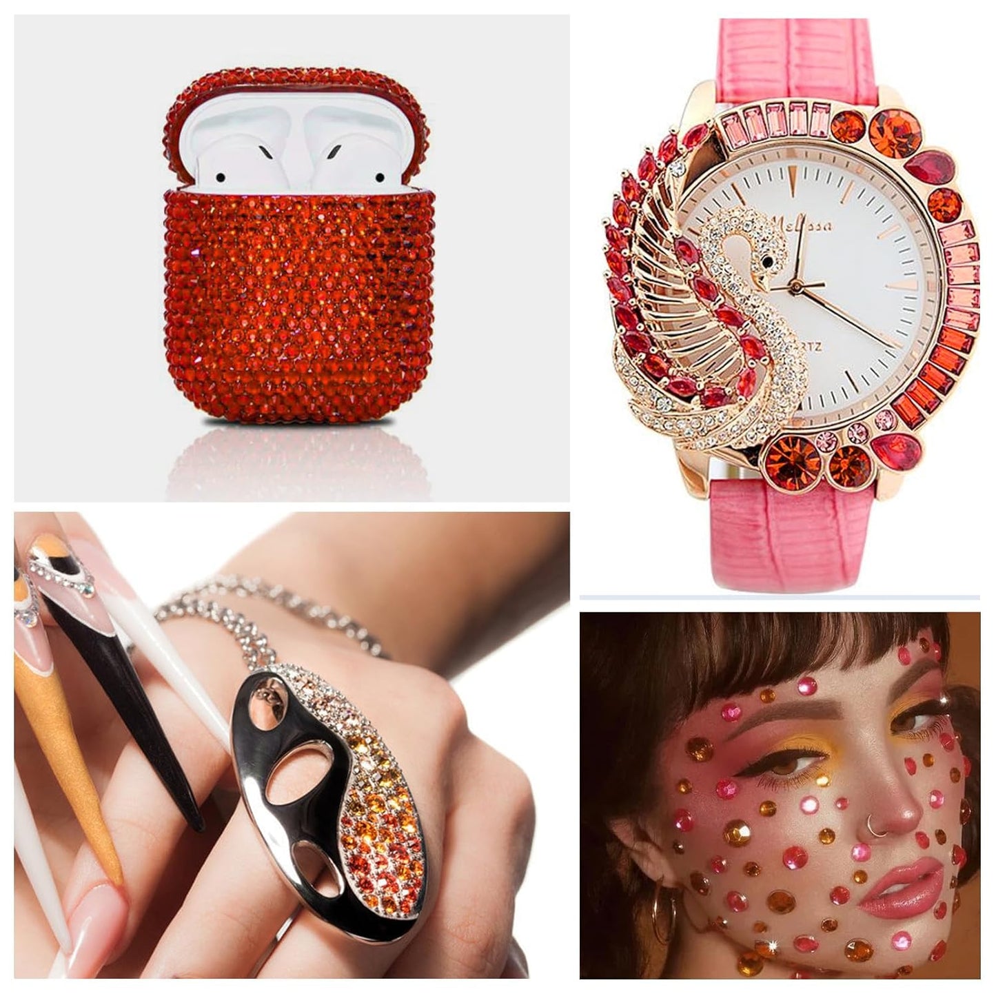 1440Pcs Orange Crystal Rhinestones,Glass Flatback Rhinestones Gemstones for Nail Face Makeup Art Crafts Clothes Decoration - (SS20,4.8mm,Orange)