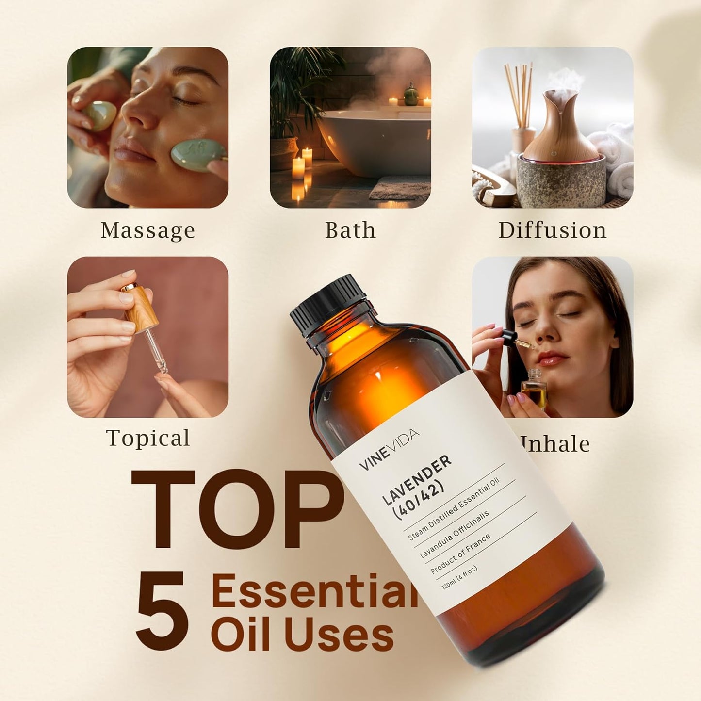 VINEVIDA Lavender 40/42 Undiluted Essential Oil 4 oz