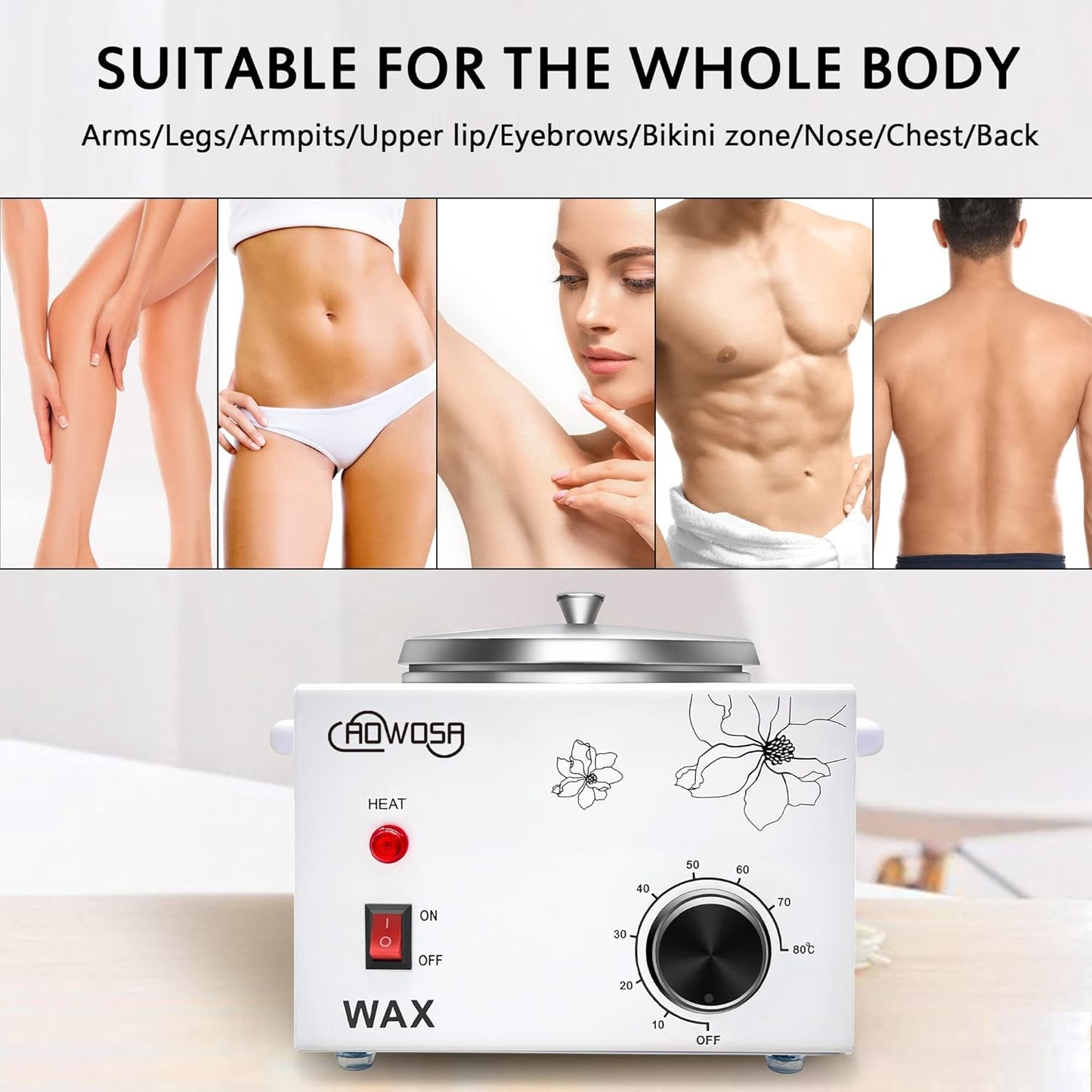 Single Wax Warmer Professional Electric Wax Heater Machine for Hair Removal, Large Waxing Pot Paraffin Facial Skin Body SPA Salon Equipment with Adjustable Temperature Set