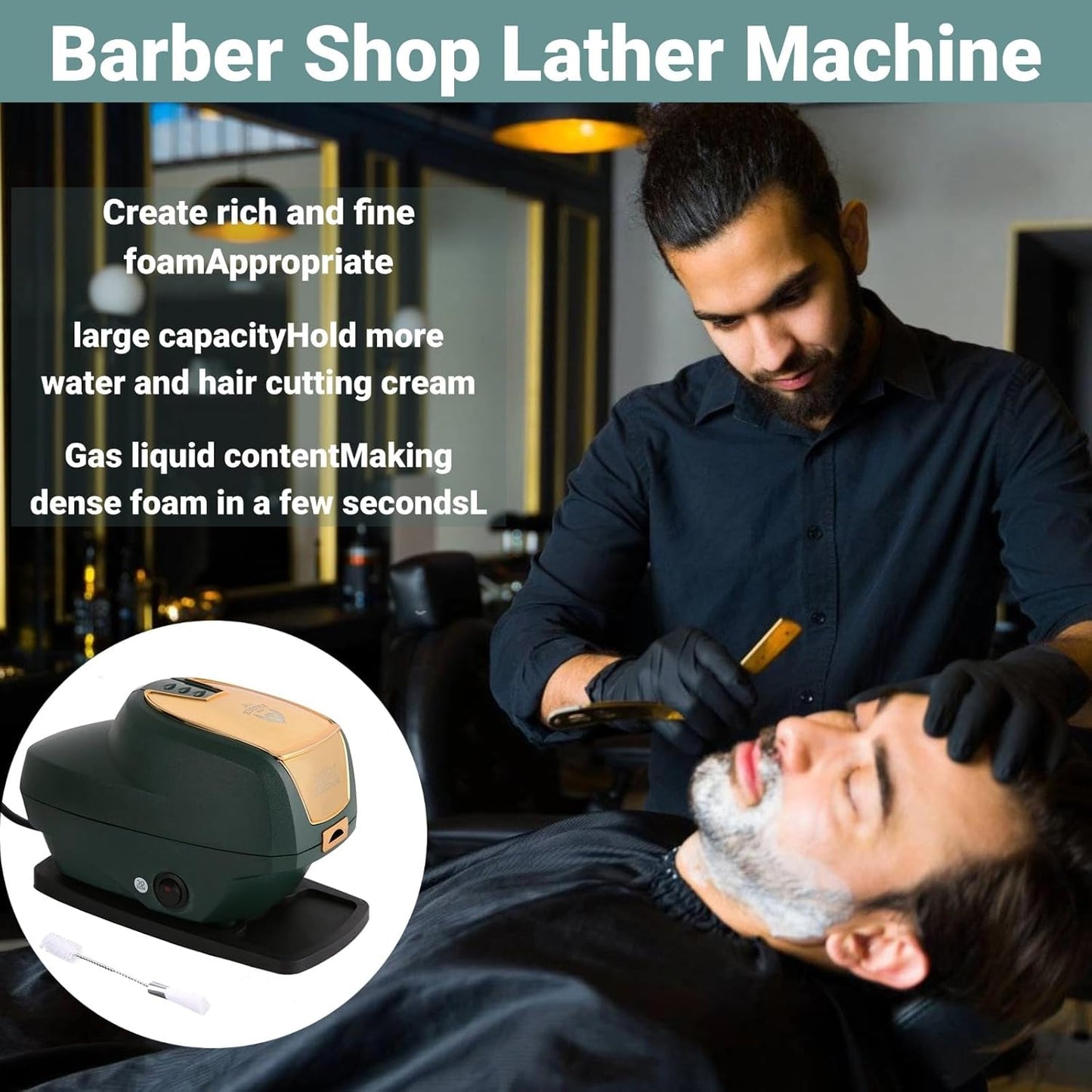 New Hot Lather Machine for Barbers, with 260ML Lather Container Barber Shop Heated Beard Cream Dispenser, Household Heated Shaving Cream Dispenser (US Plug 110V)