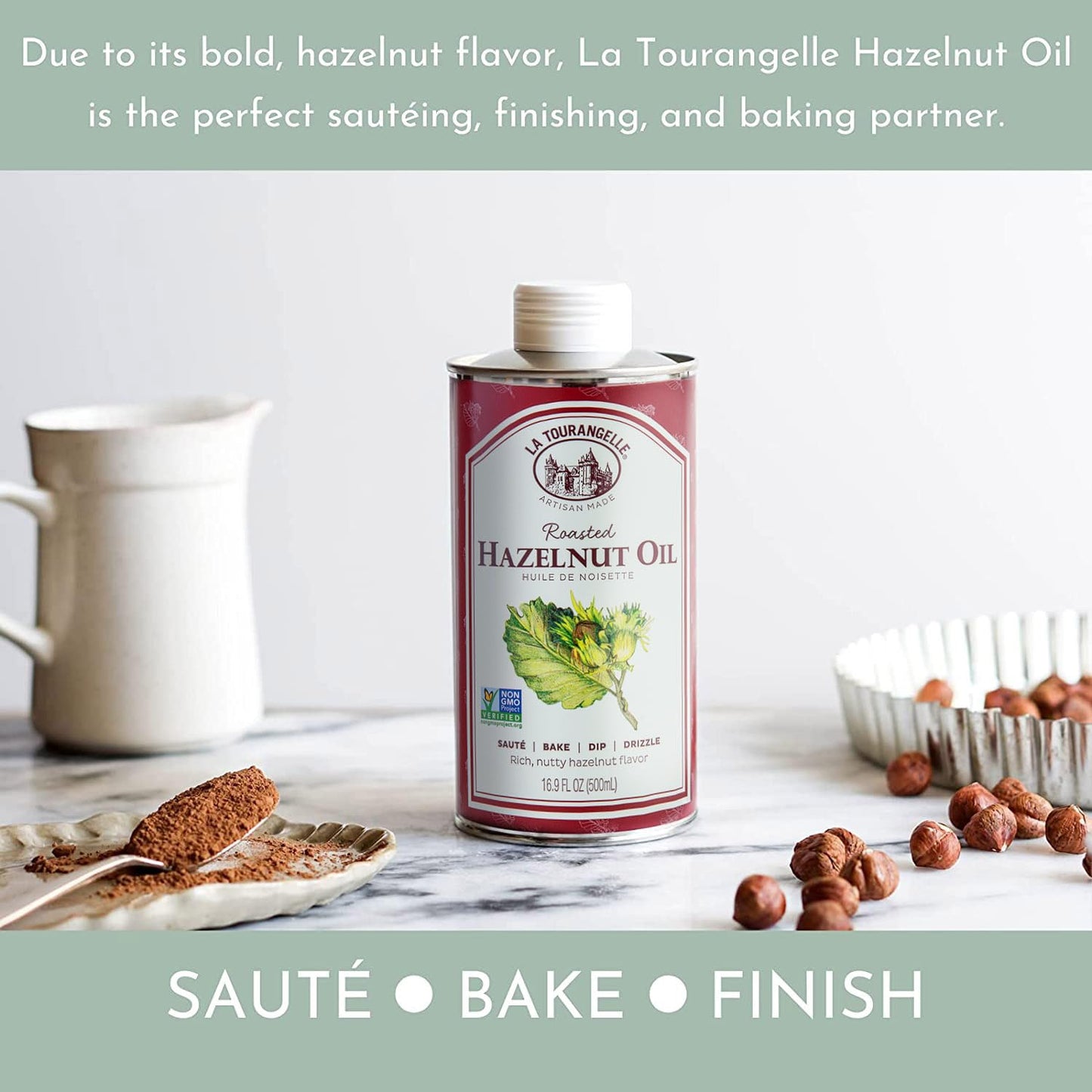 La Tourangelle, Roasted Hazelnut Oil, High-Oleic Oil Great for Baking, Stir-Frying, and Vinaigrettes, 8.45 fl oz