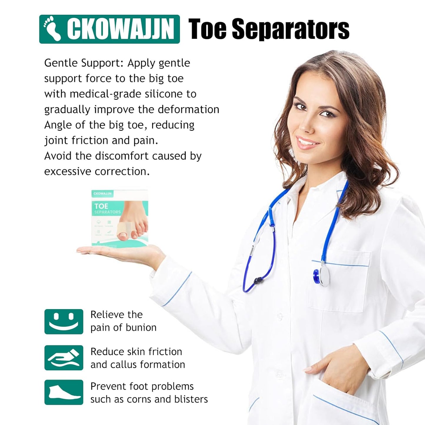 Bunion Corrector for Women Big Toe, Silicone Toe Separators for Women, Spacers Bunion Correctors for Overlapping Toes, Hammer Toes Straightener Alignment Relieve Foot Pain