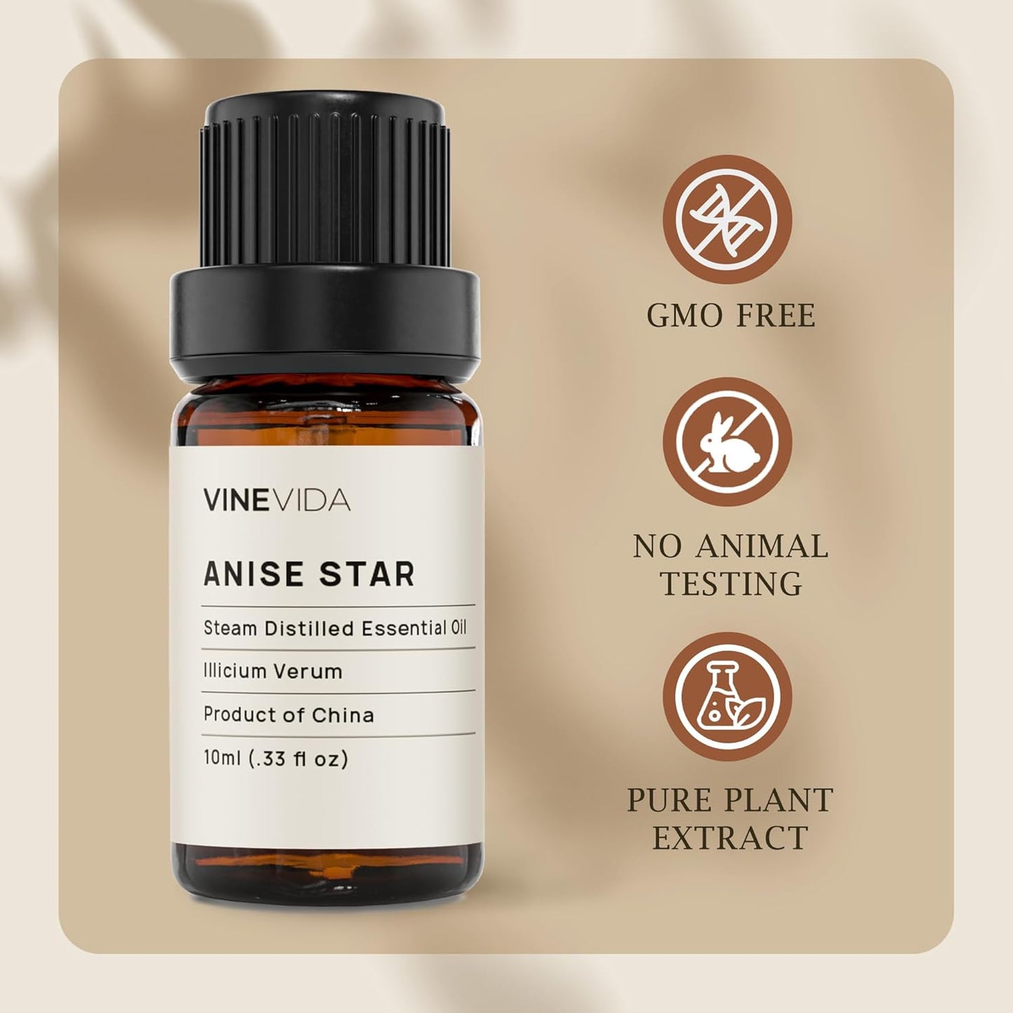 VINEVIDA Anise Star Essential Oil - Undiluted 10 mL for Candlemaking, Soap Making - DIY Candle Scents Safe for Skin