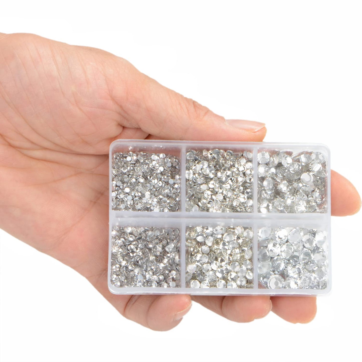 LPBeads 6000 Pieces Clear and Clear AB Non Hotfix Rhinestones 6 Sizes Round Crystal Glass Flat Back Rhinestones with Tweezers and Picking Pen for Nail Art Crafts Clothes Bags DIY