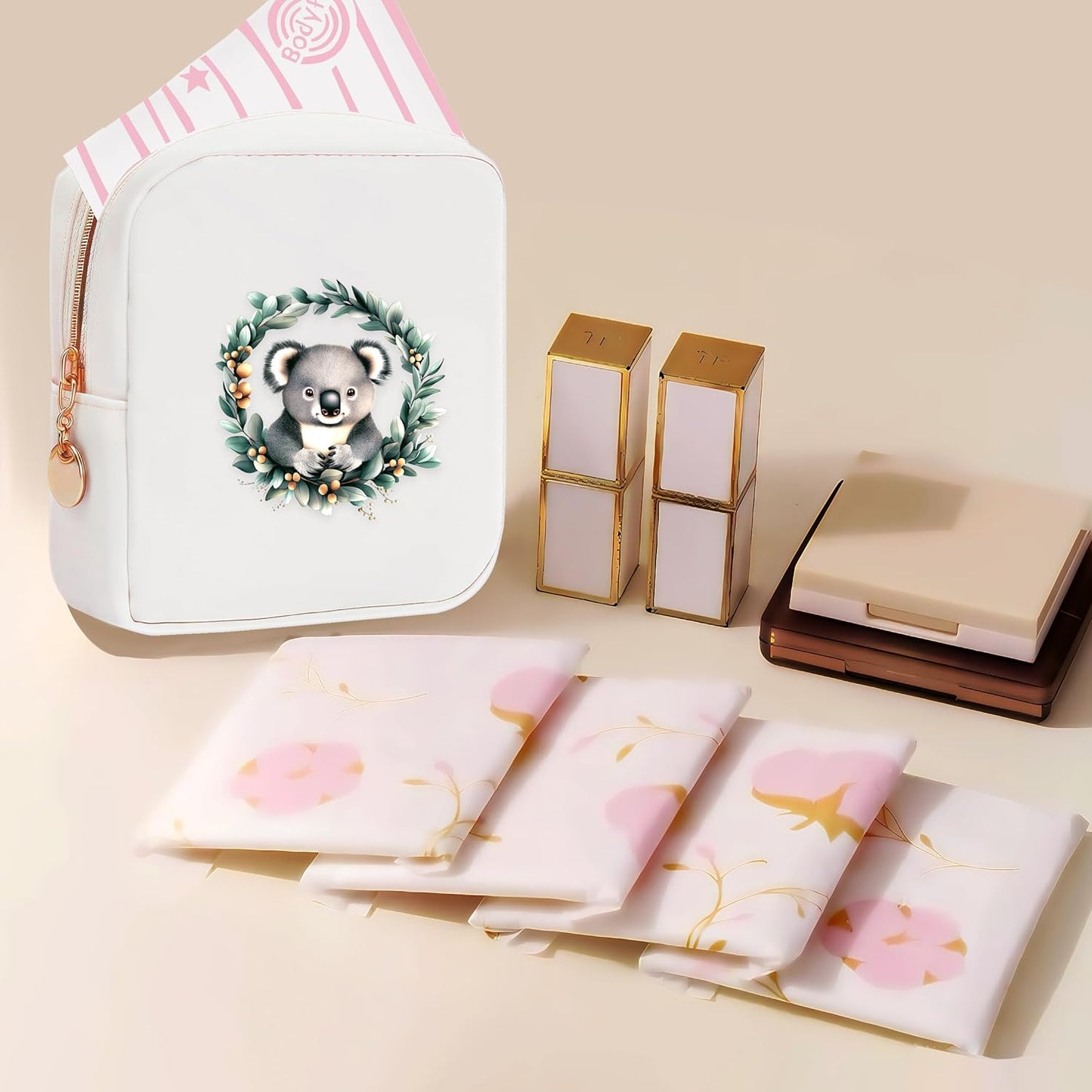 Koala Mini Makeup Bag, Koala Gift For Women Girls, Cute Portable Zipper Pouch Cosmetic Bag For Teen Girls Kids, Small Storage Bag For Sanitary Pad, Period napkin bag!