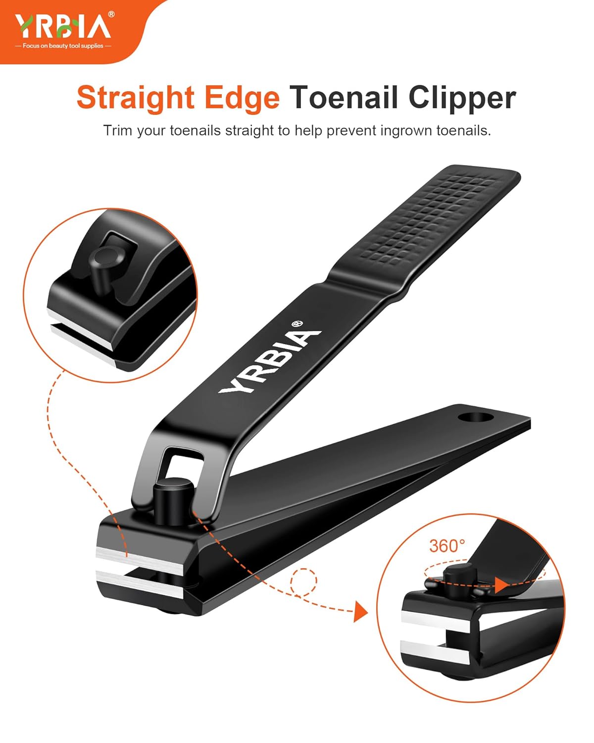 Nail Clippers with Glass Nail File, YRBIA 4 Piece Ultra Sharp Nail Clipper Set, Professional Fingernail & Toenail Clippers Nail Cutter for Men and Women (Black)