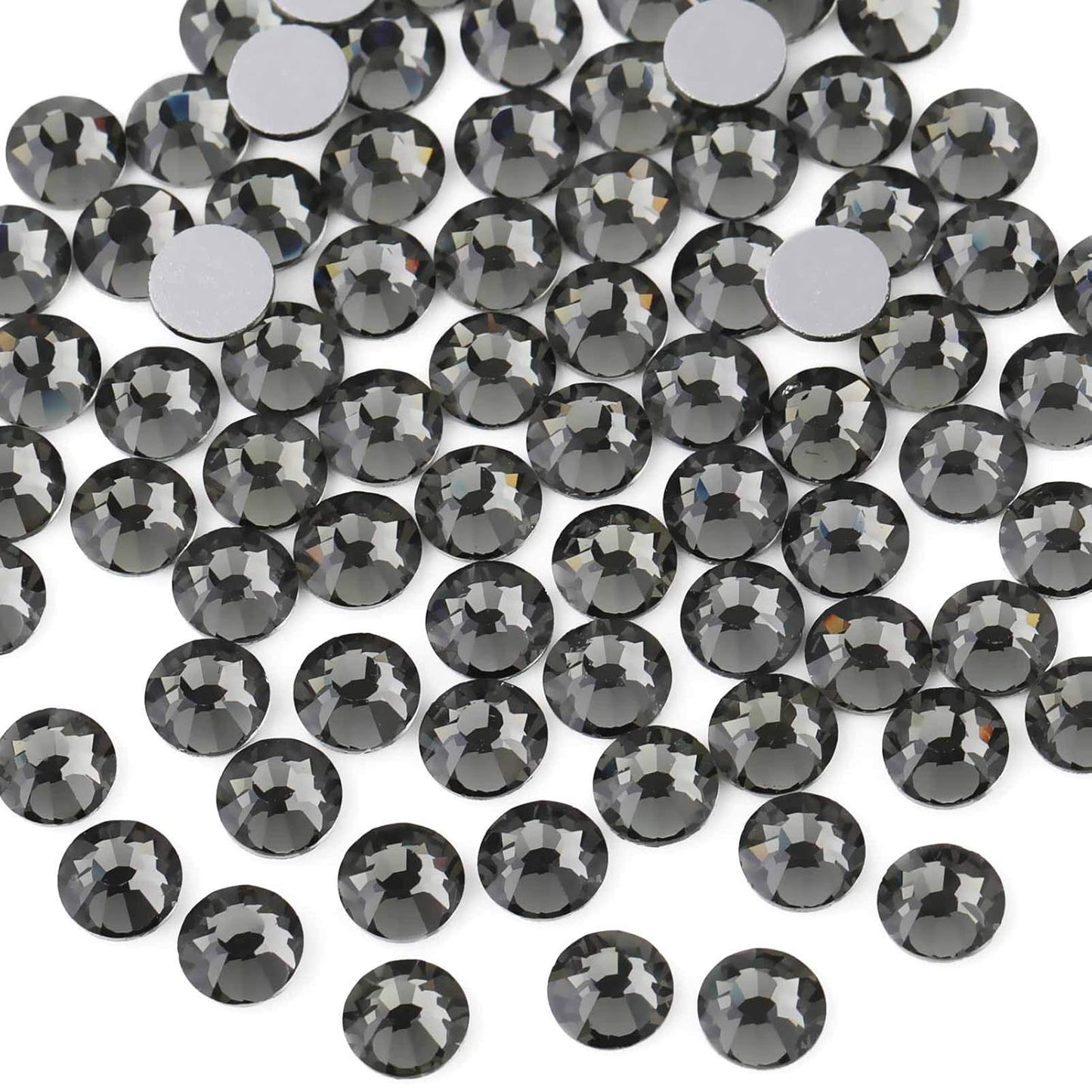 Beadsland 288pcs Flat Back Crystal Rhinestones Round Gems for Nail Art and Craft Glue Fix,Black Diamond,SS34,7.1-7.3mm