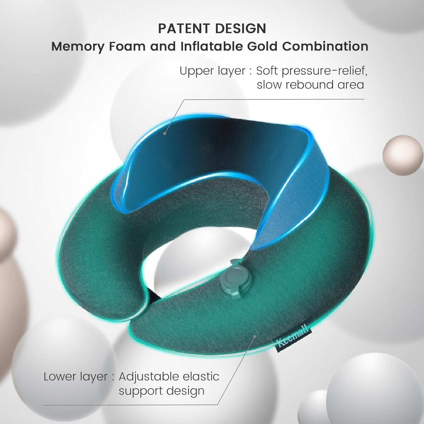 Inflatable Neck Pillow, Premium Travel Neck Pillow for Airplane Headrest Sleep - 3rd Generation, Double Comfort Plane Pillow for Long Flight