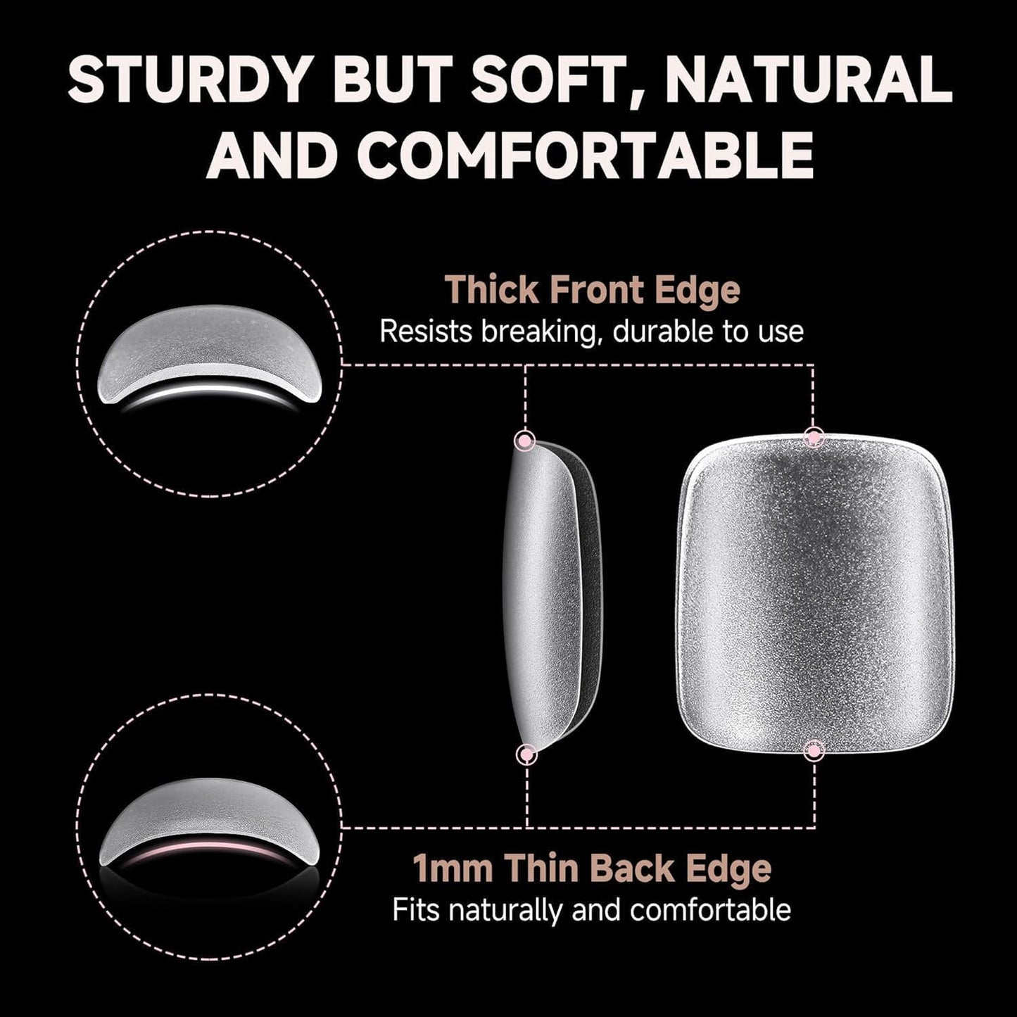 UNA GELLA Toe Nail Tips 504Pcs - Full Cover Matte Squavol Toe Nails Soft Gel Pre-file Gel Toe Nail Tips For Toe Nail Extensions Home DIY Nail Salon Soak Off 15 Sizes