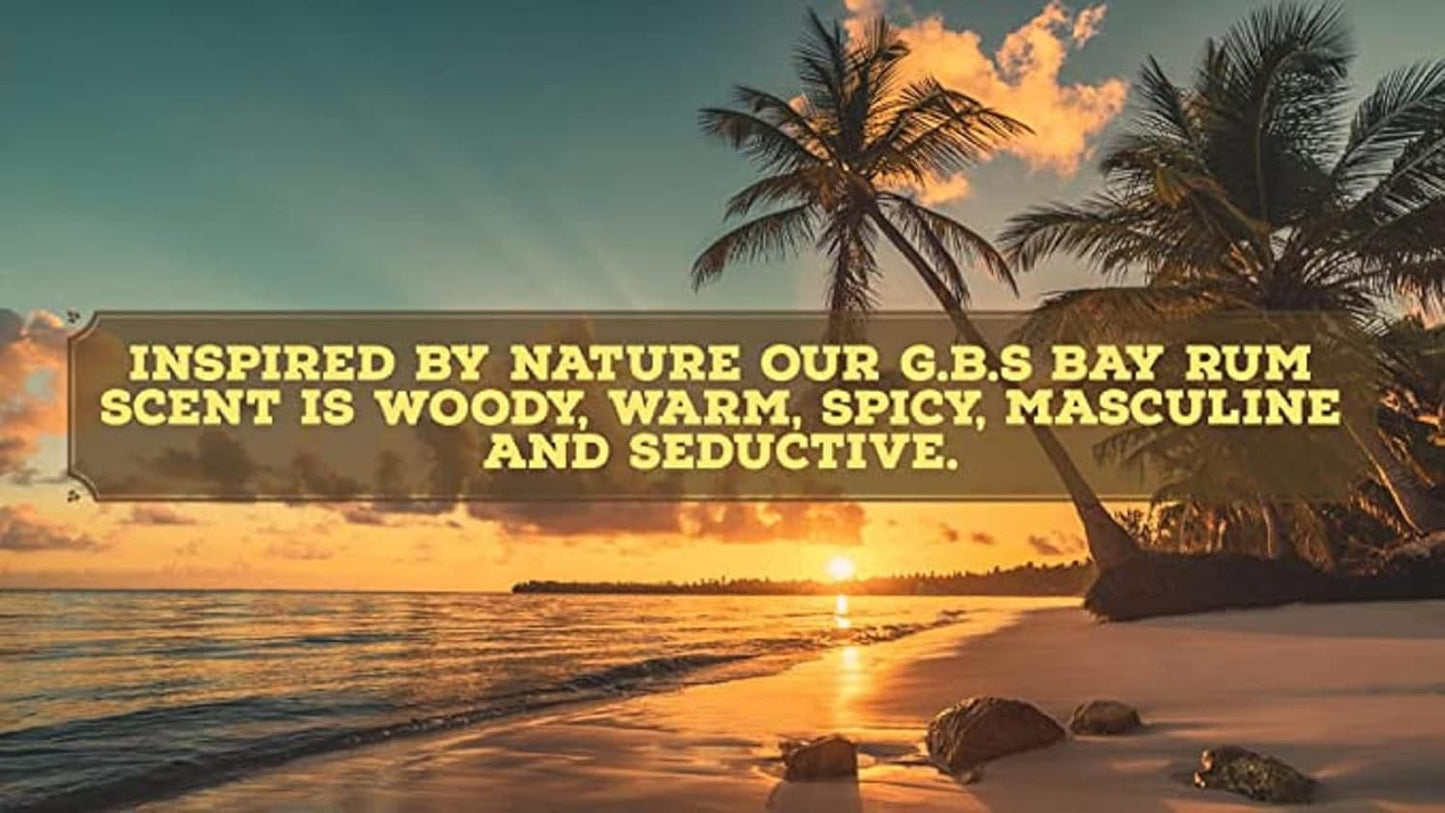 G.B.S 97% All Natural Shave Soap - Creates a Rich Lather Foam for Wet Shaving Experience (3 Pack Bay Rum) Birthday Gift