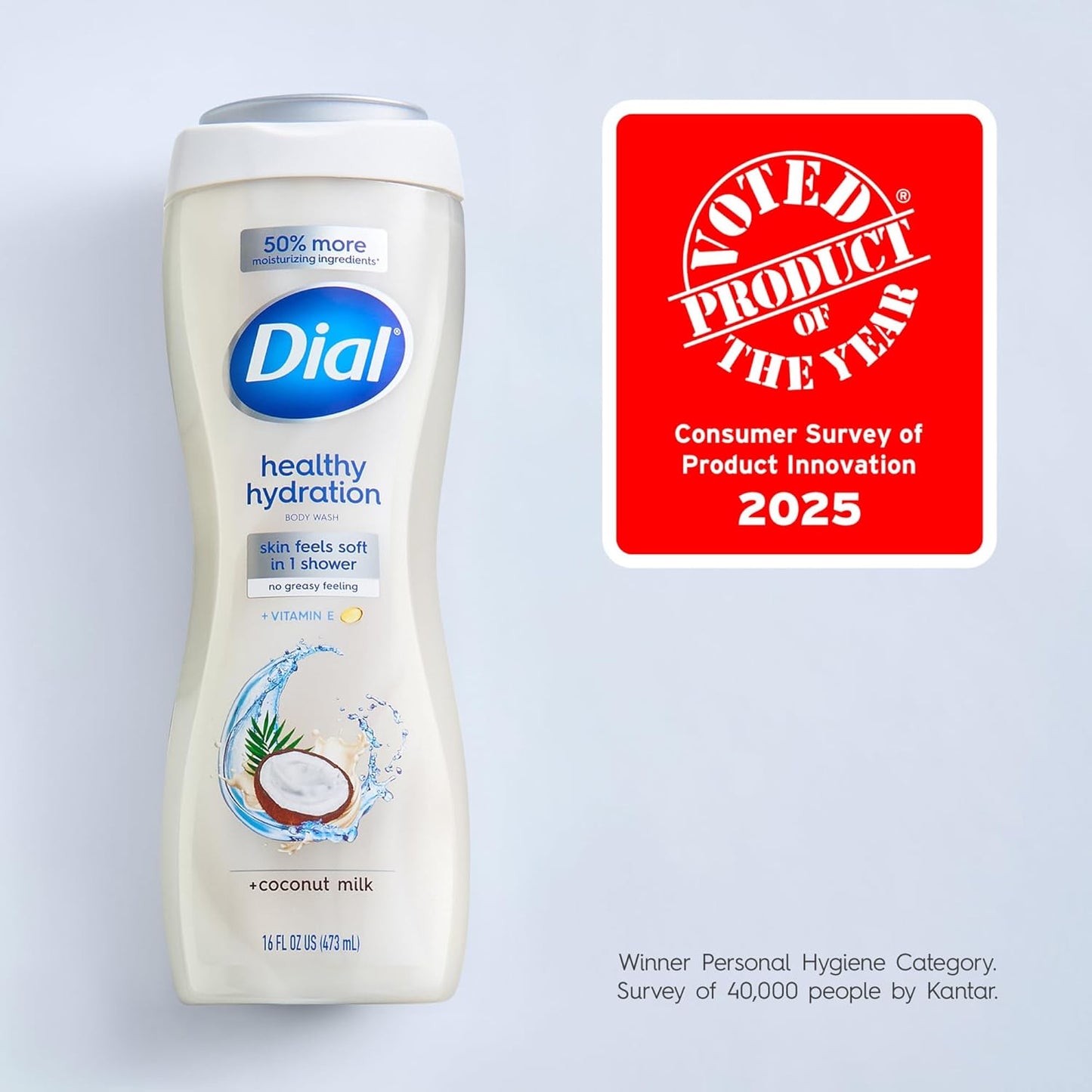 Dial Body Wash, Healthy Hydration, Coconut Milk plus Vitamin E, 16 fl oz (Pack of 4)