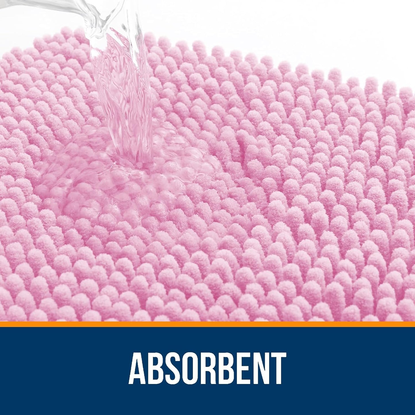 OLANLY Bathroom Rugs 47x20, Extra Soft Absorbent Chenille Bath Rugs, Rubber Backing Quick Dry, Machine Washable Bath Mats for Bathroom Floor, Tub and Shower, Home Decor Accessories, Pink