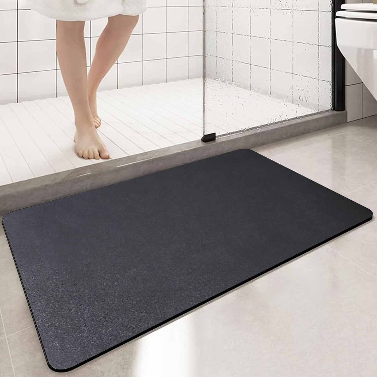 Diatomaceous Earth Bath mat Bathroom Rugs Super Absorbent Quick Dry Non Slip Bath Mat Thin Bathroom Floor Mats Fit Under Door-Shower Rug for in Front of Bathtub Shower, Dark Grey, 15.7"x35.4"