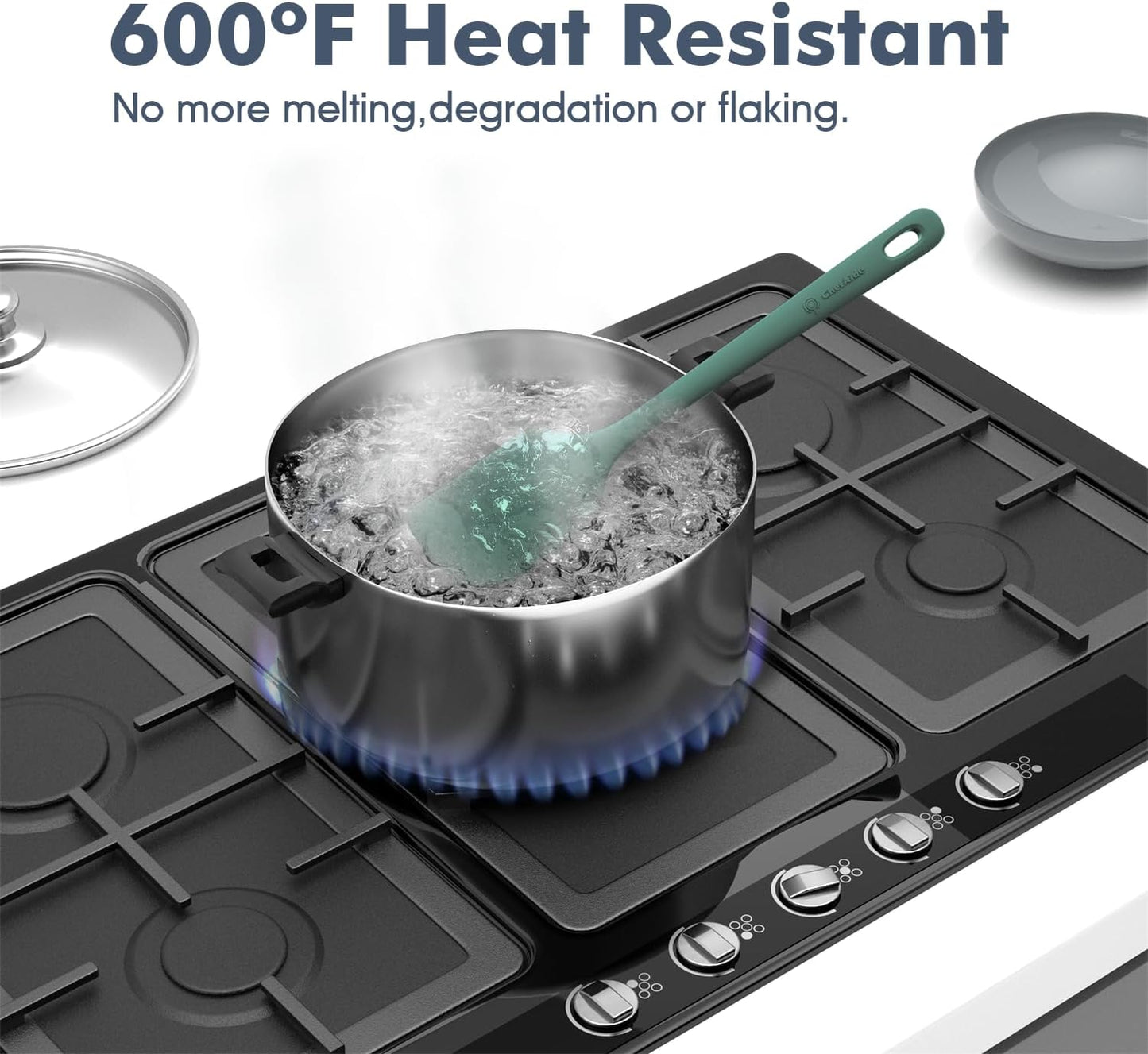 4 Pieces Silicone Spatula Set, Food Grade Rubber Spatula, Upgrade Strong Handle with Ergonomic Grip, Heat Resistant for Nonstick Cookware, Cooking