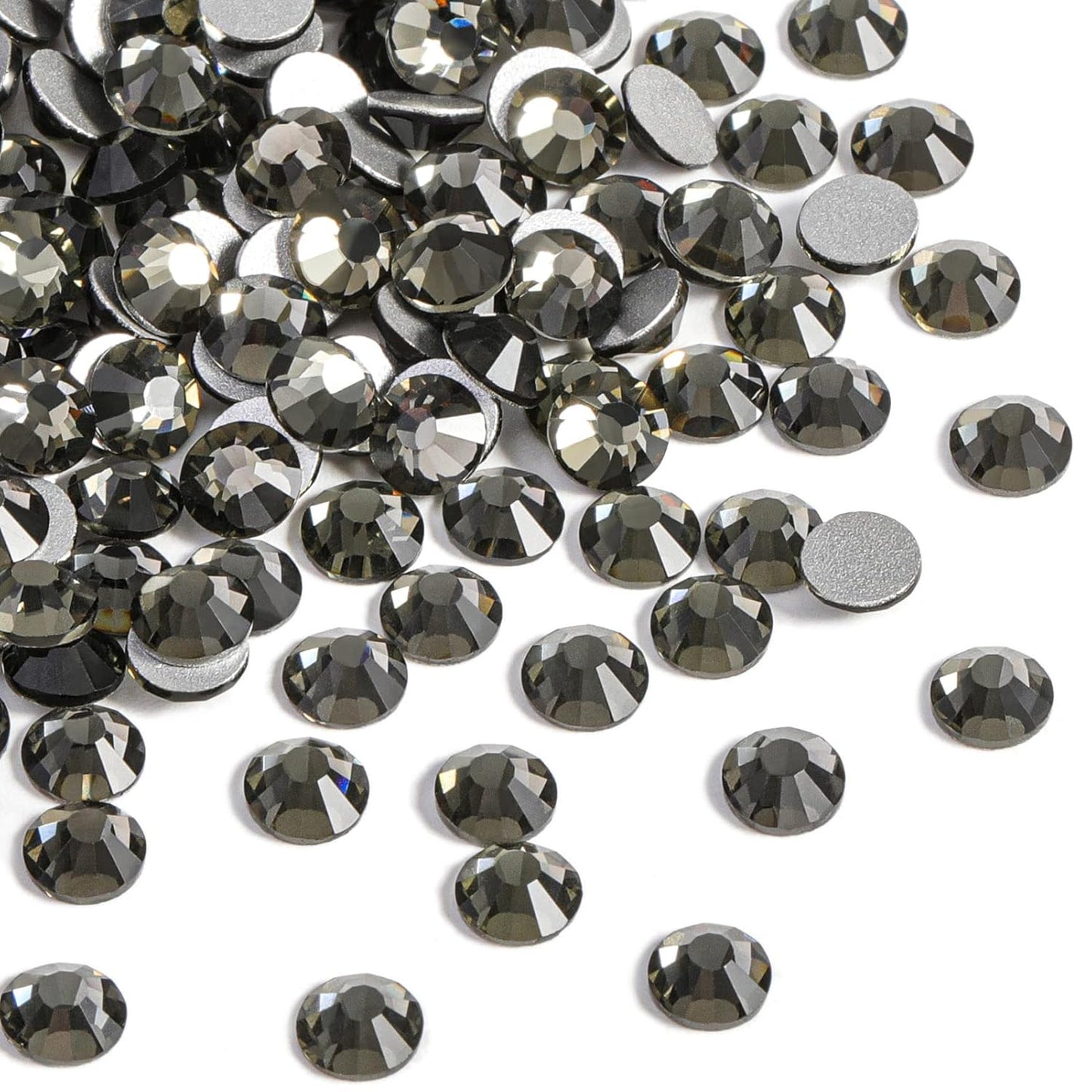 Beadsland 2880pcs Flat Back Crystal Rhinestones Round Gems for Nail Art and Craft Glue Fix,Black Diamond,SS4,1.5-1.7mm