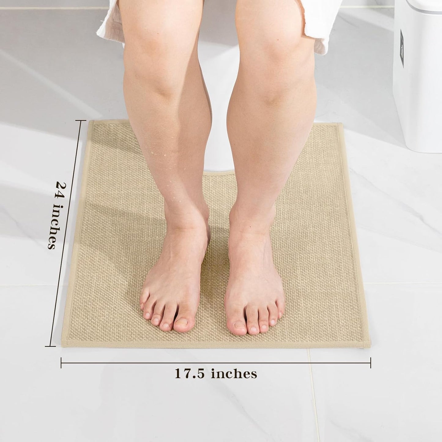 chakme Bathroom Rugs Mat U-Shaped 24x17, Ultra ThinNon Slip Bath Mat Small Quick Dry Absorbent Bath Matfor Bathroom Floor, (Light Beige, U-24"x17")