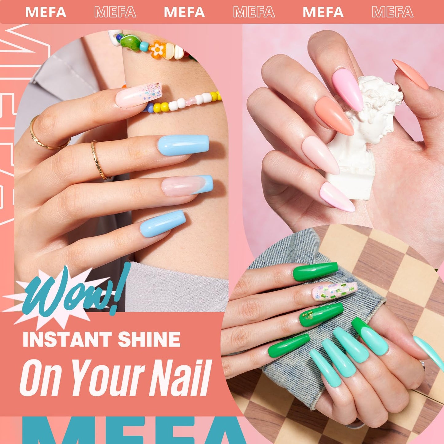 MEFA 19 Pcs Gel Nail Polish Kit with U V Light, 12 Colors All Seasons Soak Off Gel Polish Nail Set with Base Top Coat Essential Manicure Tools Beginners Salon Nails Art