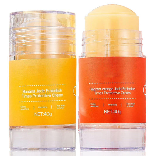 Crack Feet Prevention Stick 2PCS - Foot Care Cream Heel Balm for Dry Cracked Feet, Remove Dead Skin and Moisturize Dry Skin for Face, Knees, Elbows, Hands (2pcs, Orange + Banana)