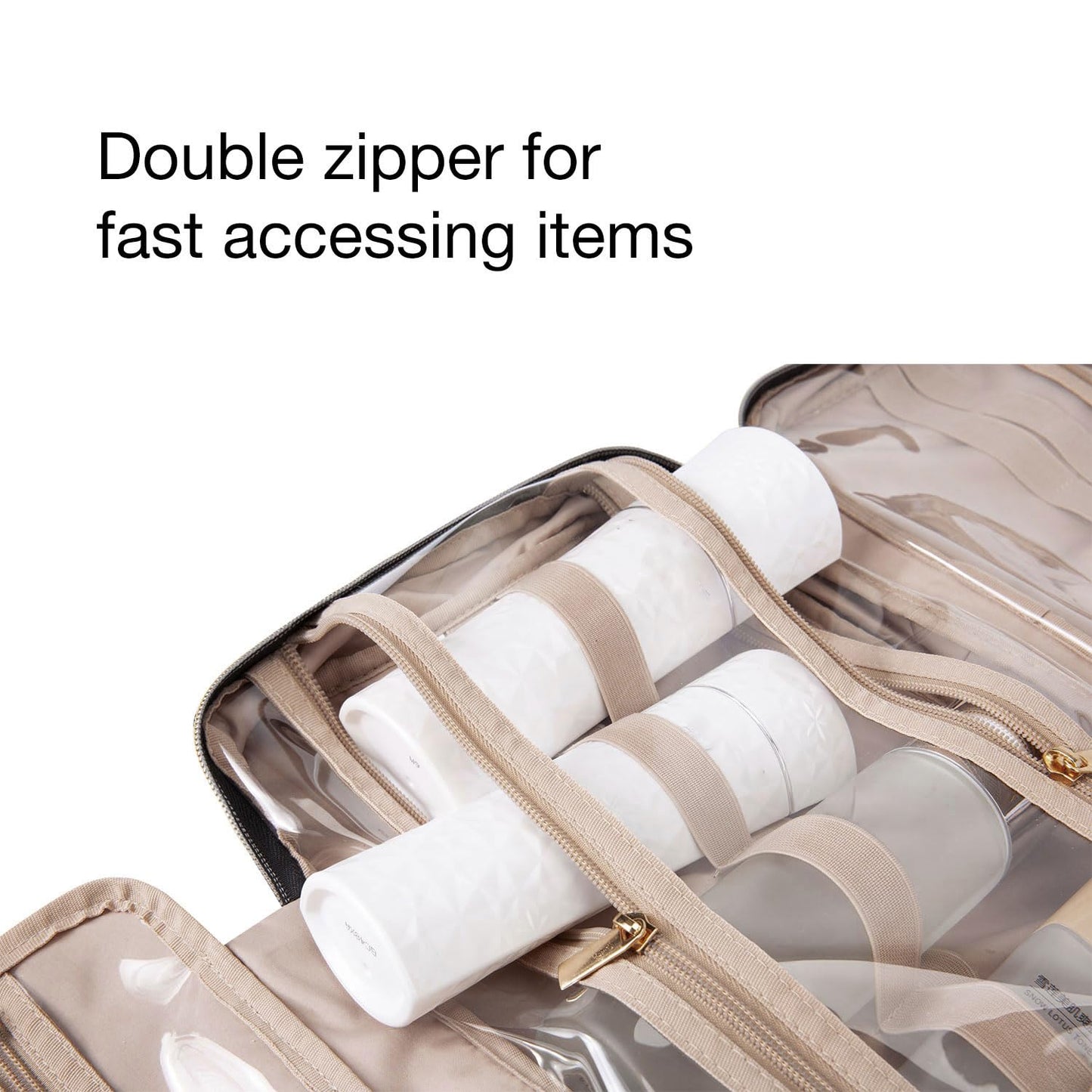 BAGSMART Toiletry Bag Travel Bag with Hanging Hook, Water-resistant Makeup Cosmetic Bag Travel Organizer for Accessories, Shampoo, Full Sized Container, Toiletries (Medium-Grey)