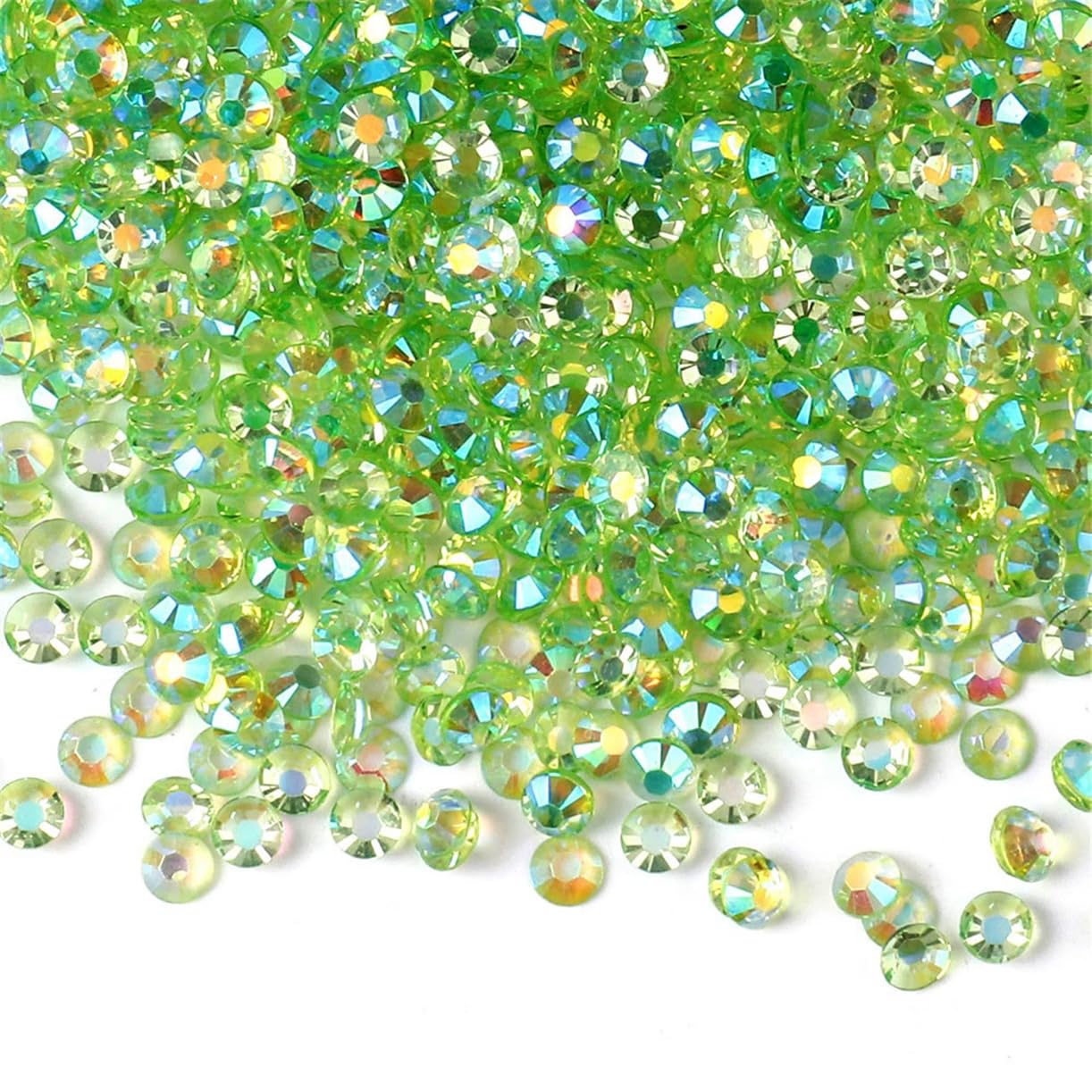 3000 Pieces SS12 3mm Flatback Rhinestones AB Clear Round Gems Crystals for Nail Art DIY Crafts Clothes Shoes Bags （Transparent Light Green AB）