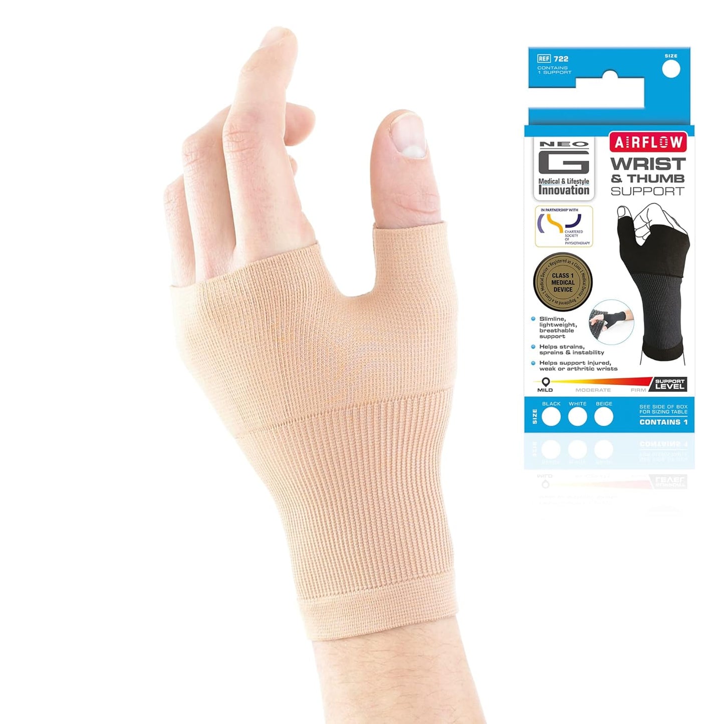 Neo-G Wrist and Thumb Support for Arthritis, Joint Pain, Tendonitis, Sprain - Wrist Brace Wrist Compression Hand Support - S - Beige