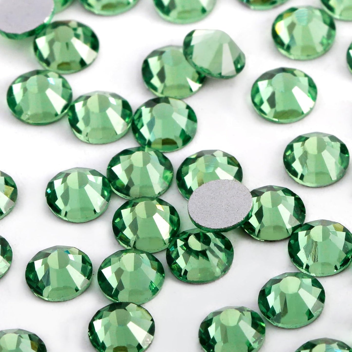 3000 PCS SS8 Flatback Rhinestones,12-Facet Diamond-Cut Glass Gems for Nail Art,Clothing,DIY Crafts,Glue-On Decoration Stones with Silver Backing,Peridot