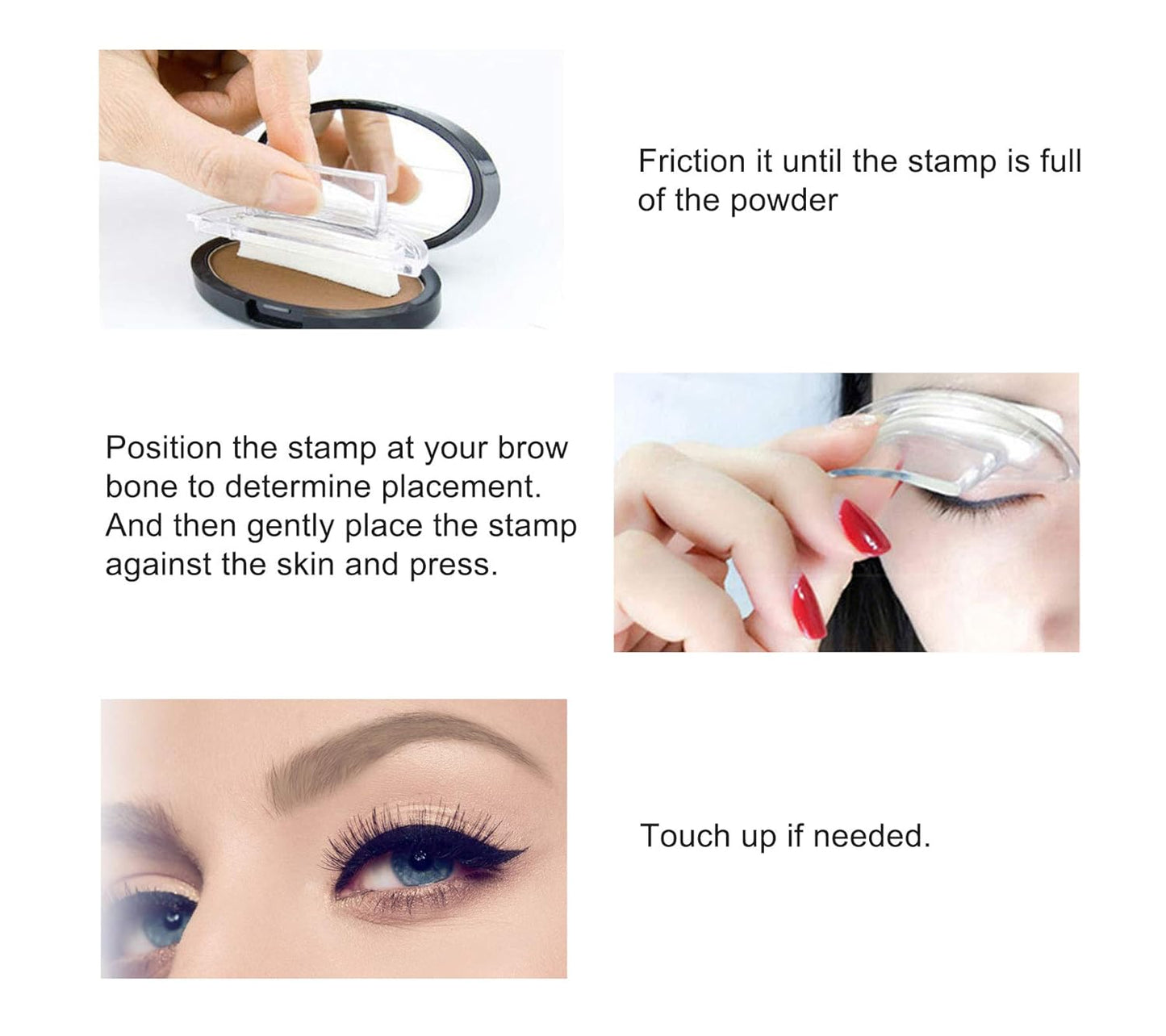 Boobeen Eyebrow Seal Stamp Powder - Waterproof 3 Seconds Eye Make Up Nature Coloring Kit - Creates Natural Looking Brows for Makeup Beginners