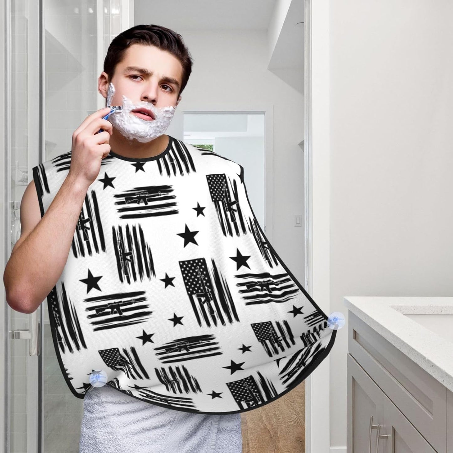 Men's Beard Maintenance Apron, Waterproof & Easy Clean, American Hunting Flag