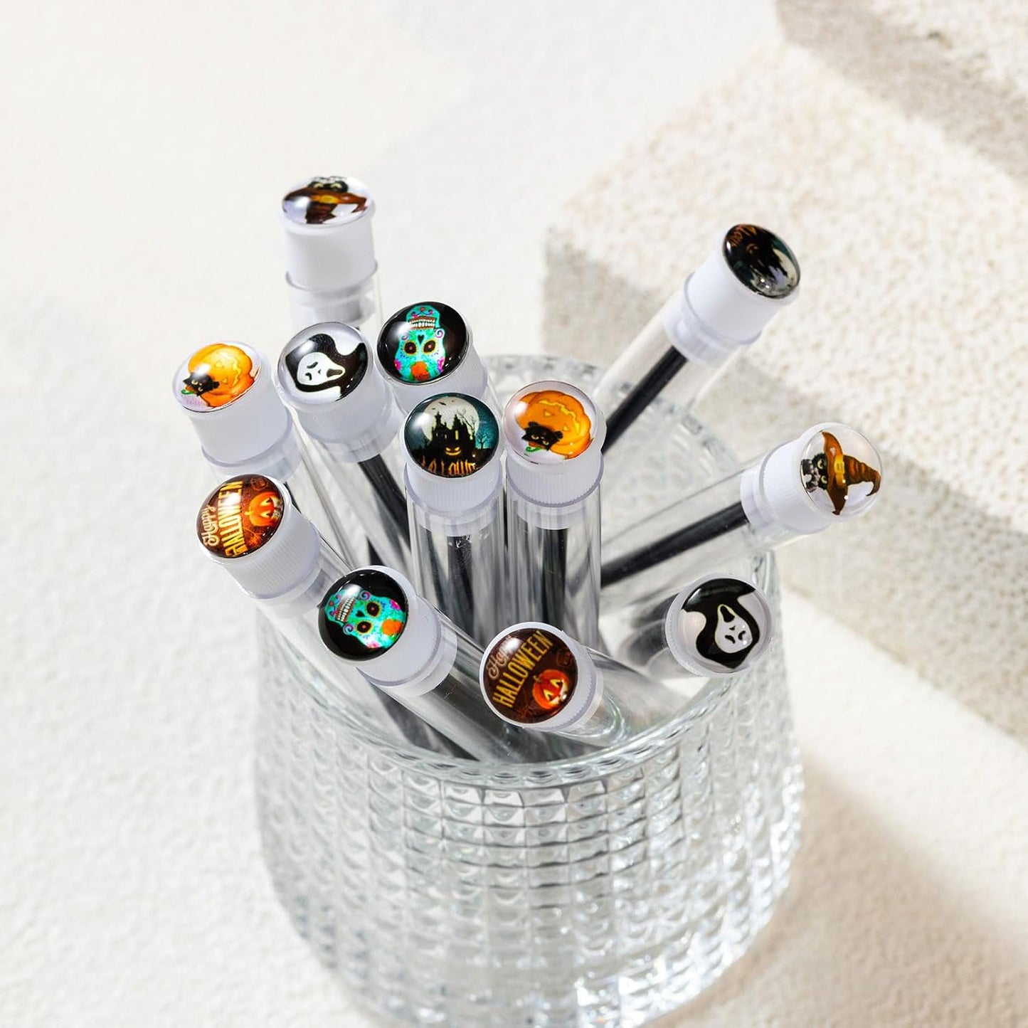 Halloween Party Decration 48 Pieces Disposable Mascara Wands Set, Include 24 Pcs Crystal Lash Spoolies Brush and 24 Pcs Reusable Empty Eyelash Brush Tubes Women Girls Gift Idea